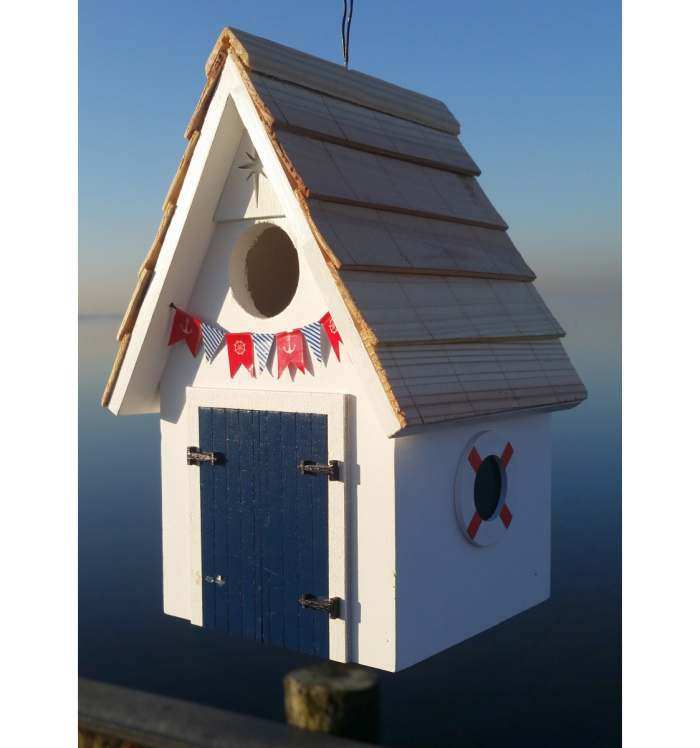 Dockside Cabin Birdhouse White